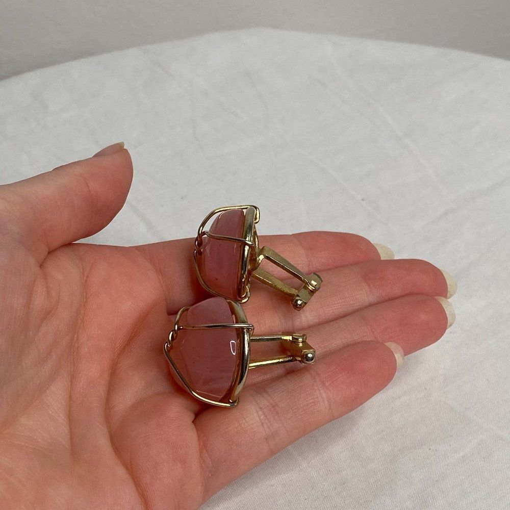 VINTAGE Pink & Gold Crystal Cufflinks